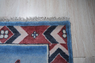 Hand-Knotted Wool Blue Traditional Classic Modern Knot Rug, 6'x9'