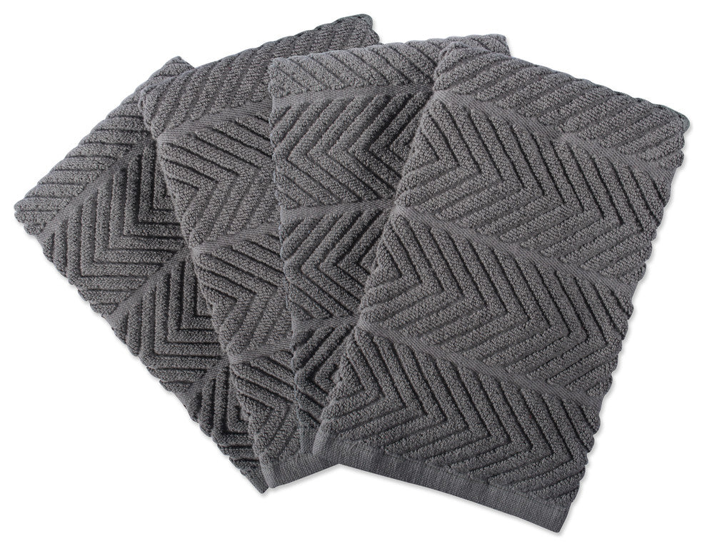 DII Gray Chevron Luxury Barmop, Set of 4