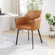 Dining Chair, Set of 2, Faux Vinyl Leather, Steel, Brown, Black, Mid Century