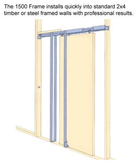 French Double Pocket Doors 60x80 | Lucia 2466 Matte Black | Kit Trims Rail