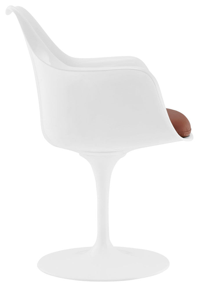 Modern Urban Contemporary Dining Vinyl Armchair, Tan Plastic