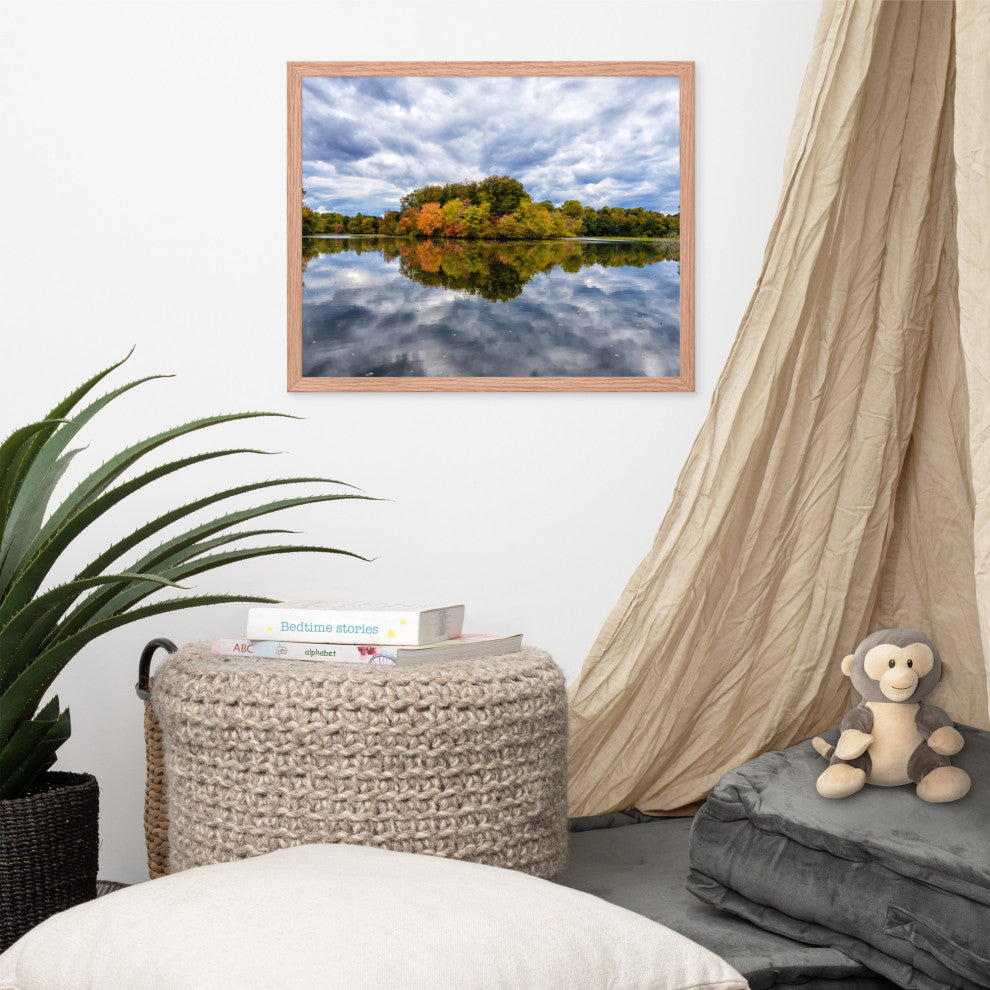 Autumn Reflections Rural Landscape Framed Photo Paper Wall Art Prints, Red Oak, 16" X 20"