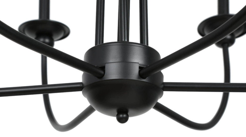 LNC 2-Tier Matte Black Farmhouse Candle-Style Chandelier, 9 Lights