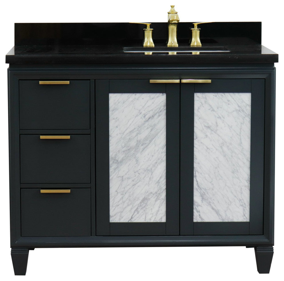 43" Single Vanity, Dark Gray Finish With Black Galaxy