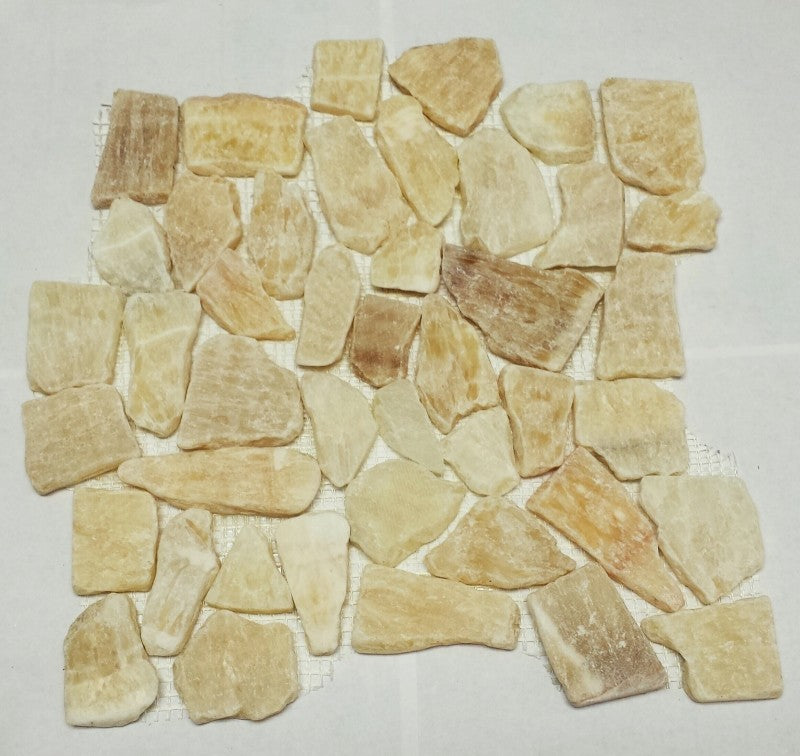 Golden Jelly Natural Interlocking Pebble Tiles, 12"x12", Set of 10