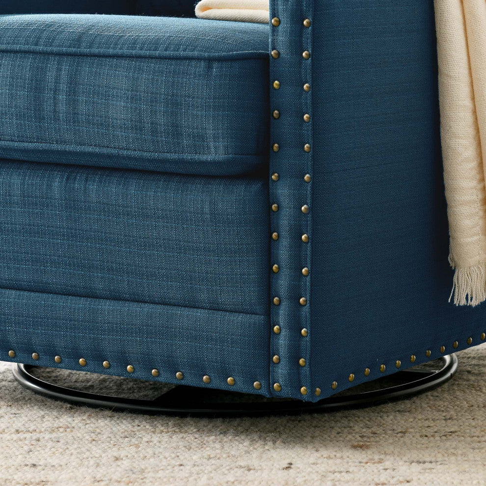 Armchair Accent Swivel Chair, Fabric, Navy Blue, Modern, Lounge Hospitality