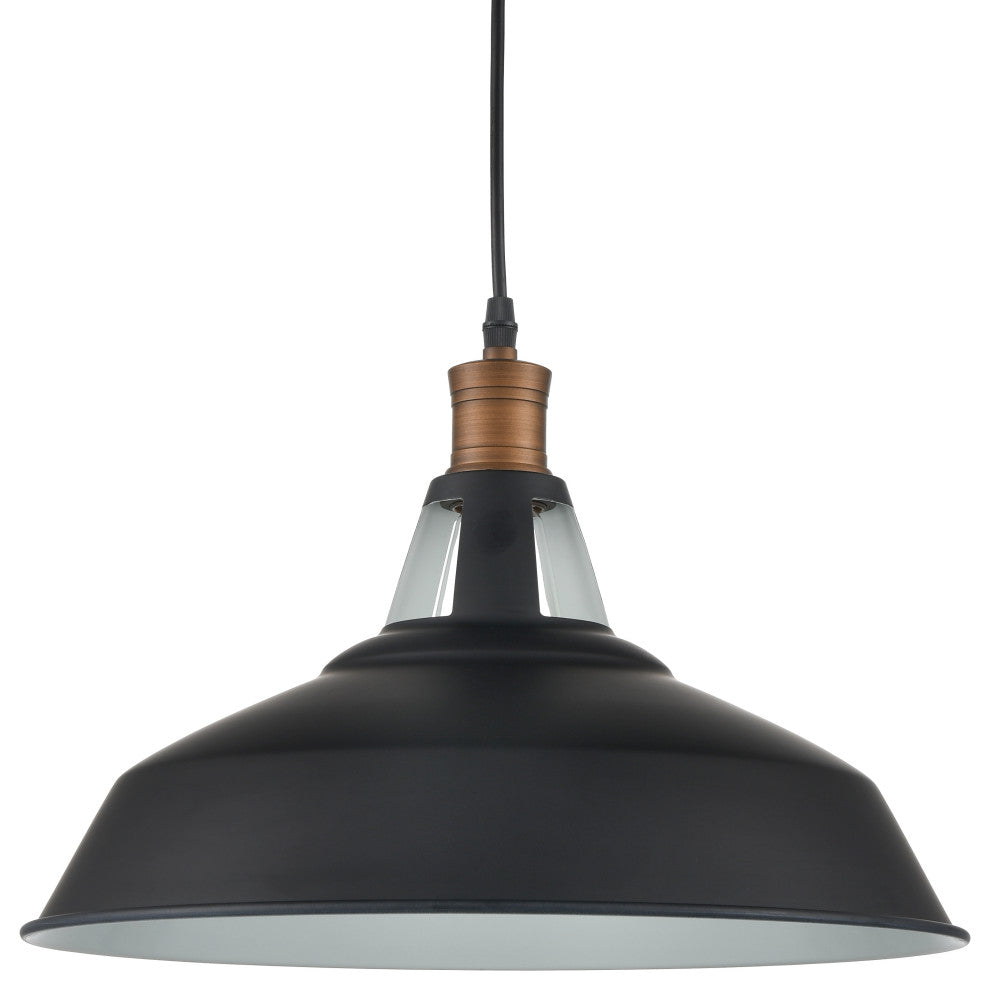 Florence Black Barn Pendant Light Loft Fixture, 15.35", 1-Pack