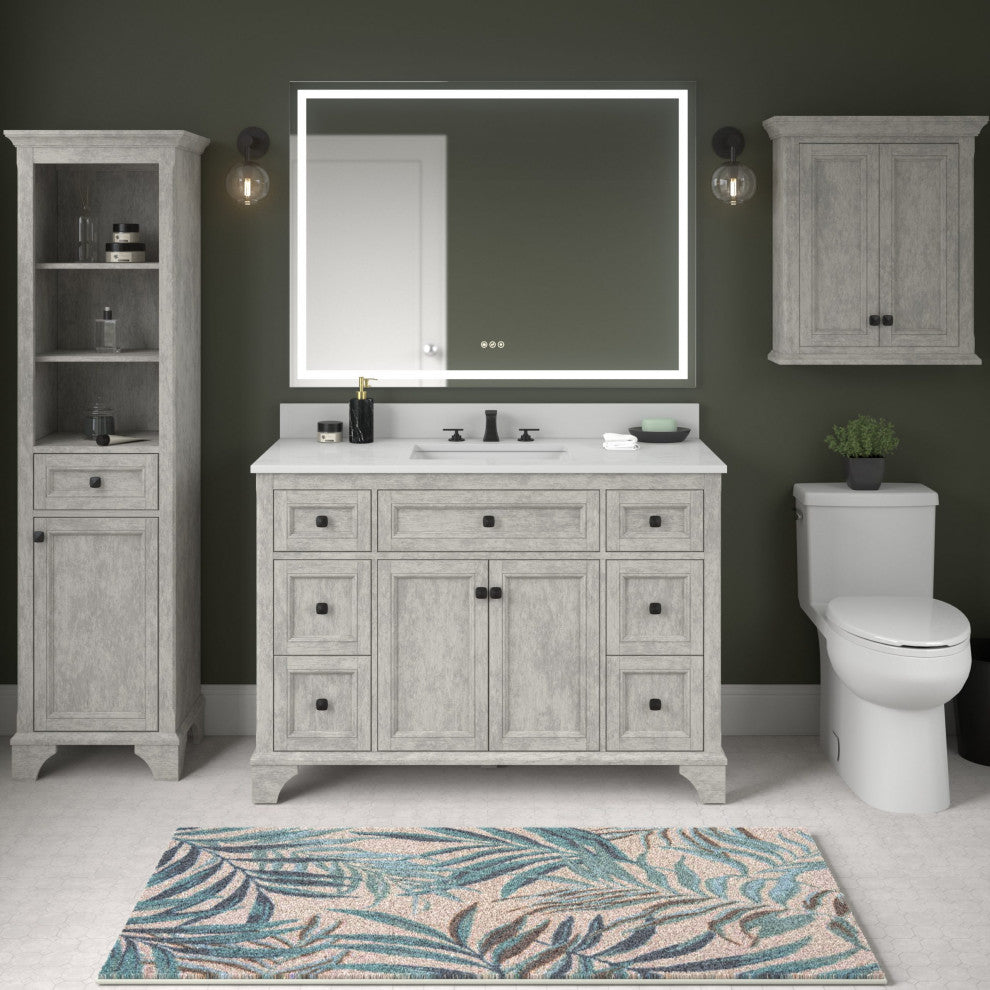 Rectangular Frameless Dimmable Anti-Fog Wall Mounted LED Bathroom Vanity Mirror, 48" X 36"
