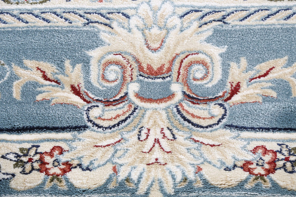 Light Blue Floral Medallion Transitional Turkish Rug Oriental Carpet 10x10