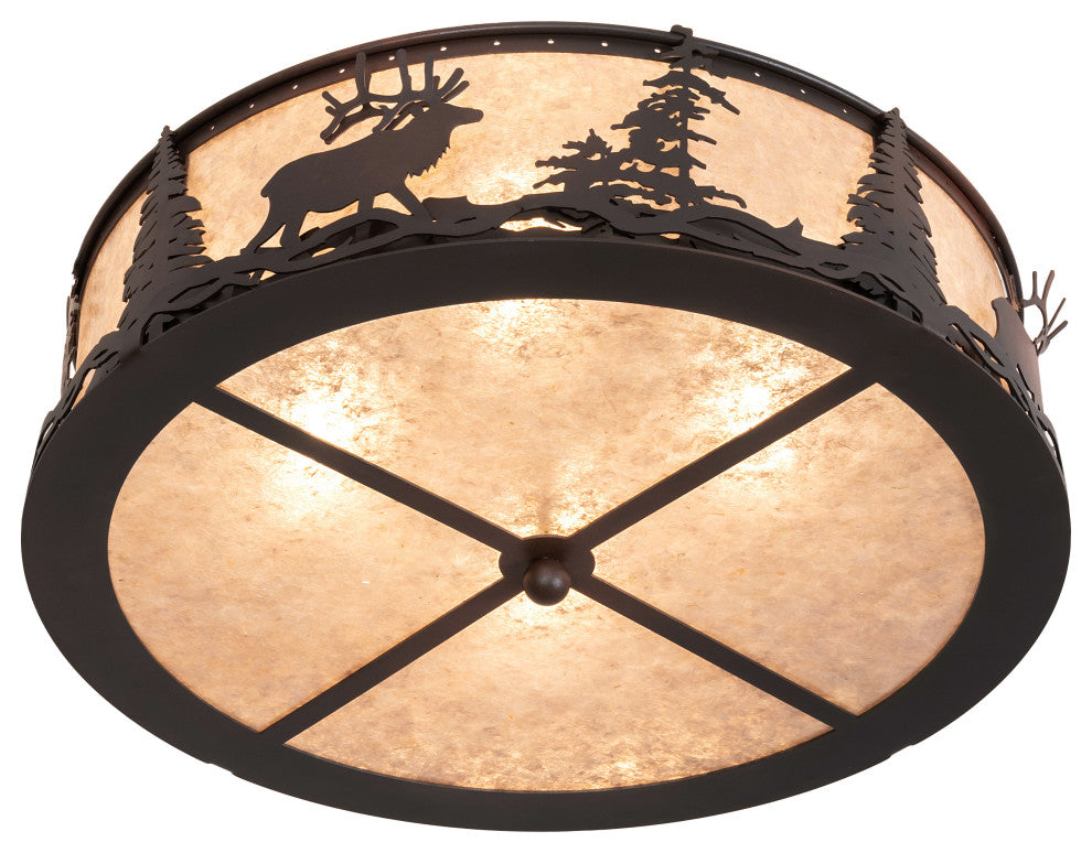 22 Wide Elk at Dusk Flushmount