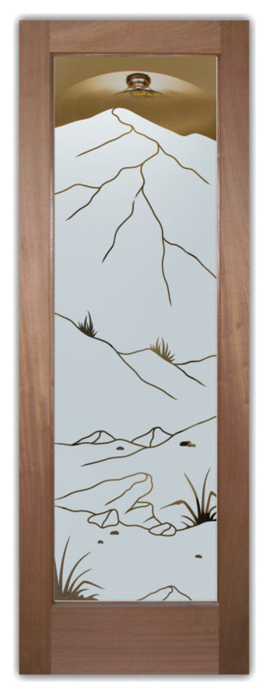Interior Prehung Door or Interior Slab Door - Mountains Foliage - Mahogany -...