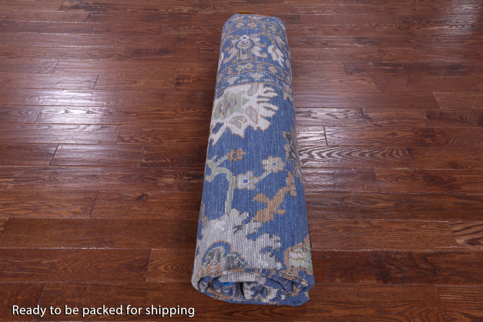 Hand-Knotted Turkish Oushak Wool Rug 9' 1" X 12' 3" - Q15949