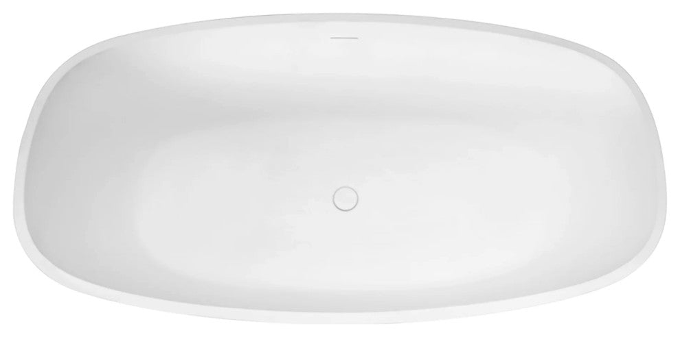 67" Solid Surface Freestanding Flatbottom Non-Whirlpool Bathtub, White