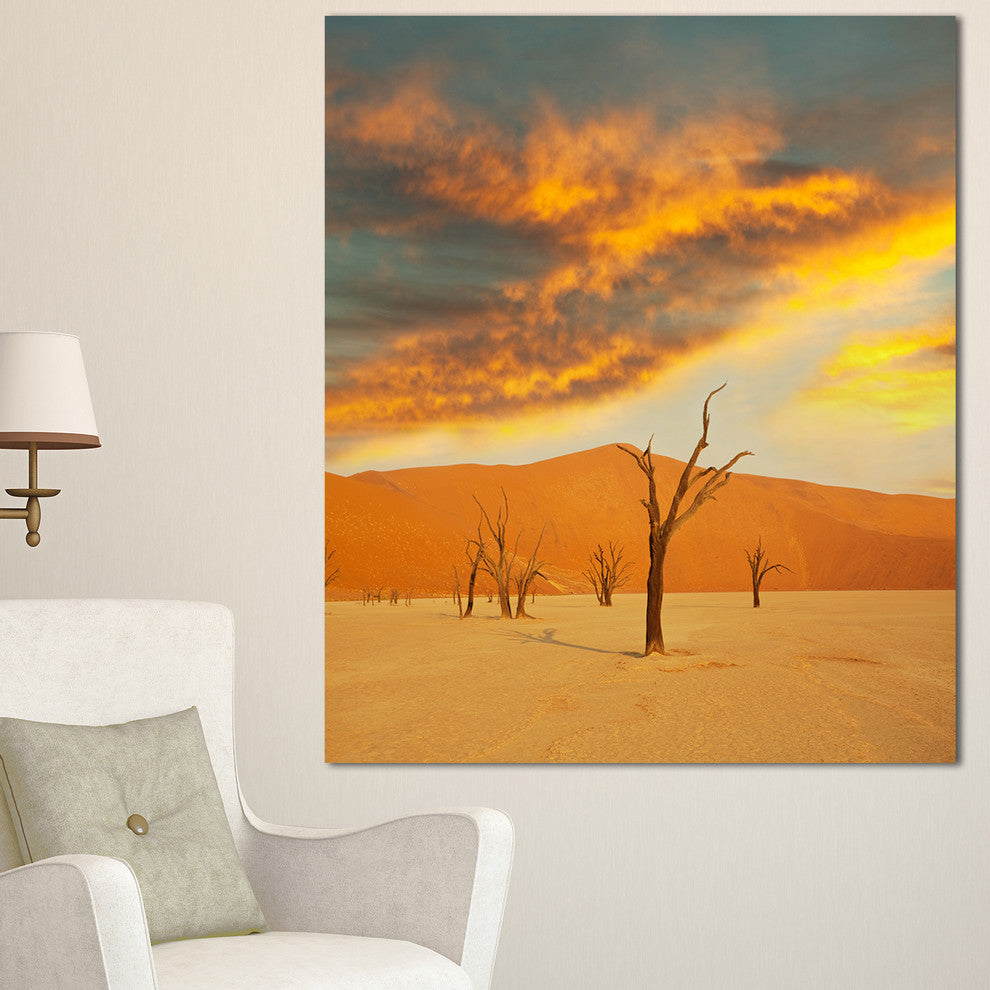 Colorful Death Valley with Dry Trees, African Landscape Canvas Print, 30"x40"