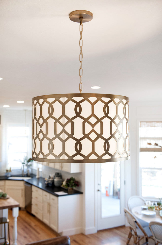 Libby Langdon for Crystorama Jennings 5 Light Aged Brass Chandelier