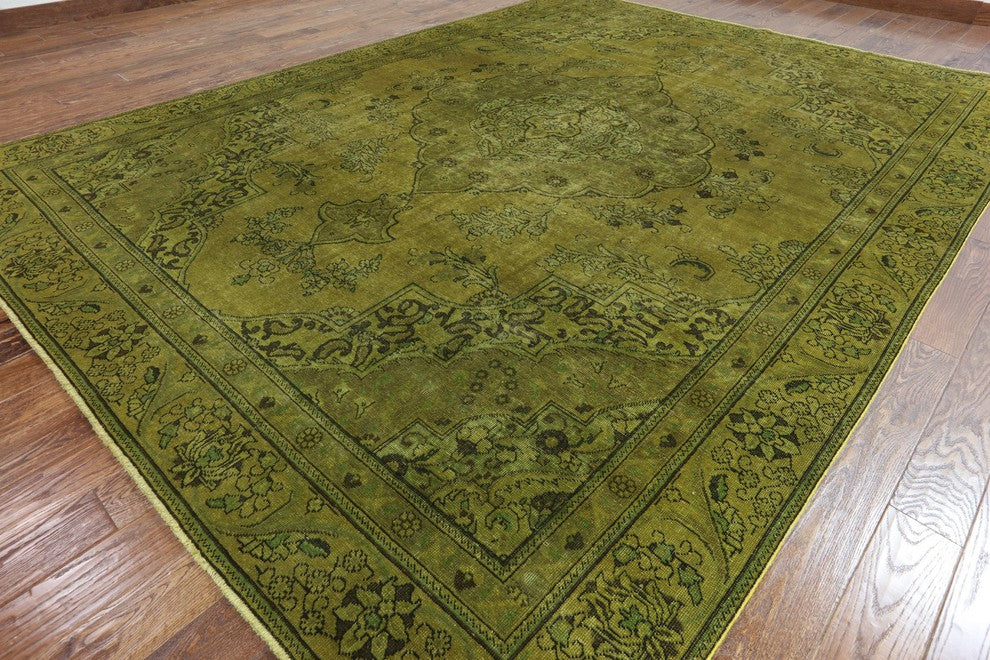 Floral Overdyed Hand Knotted Oriental Area Rug 8'x12', W2065