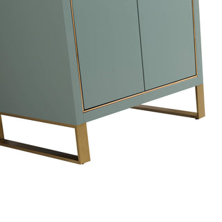 Opulence Bath Vanity, Mint Green, 24", Satin Brass Hardware, White Carrara Top