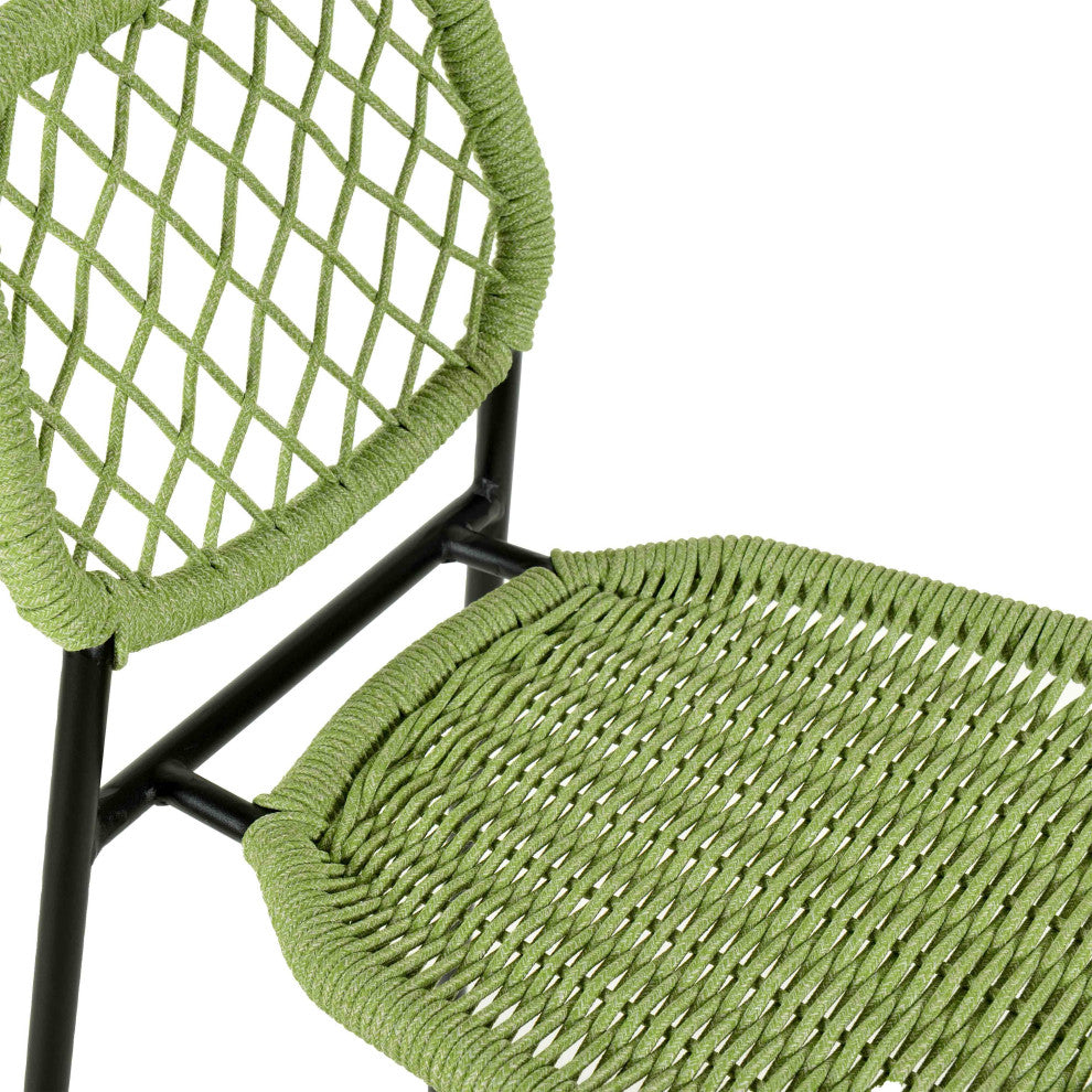 Lucy  Dyed Cord Outdoor Counter Stool, Green