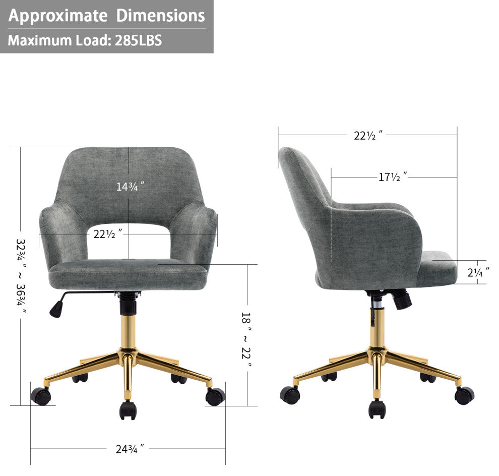 Open-Back Faux Linen Home Office Chair, Light Grey