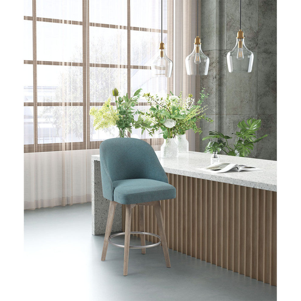 Madison Park Pearce Swivel Stool Barrel Style, Teal, 25.75" Counter Stool