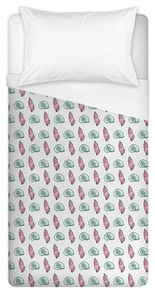 Green and Pink Shells Twin Brushed Poly Duvet Cover