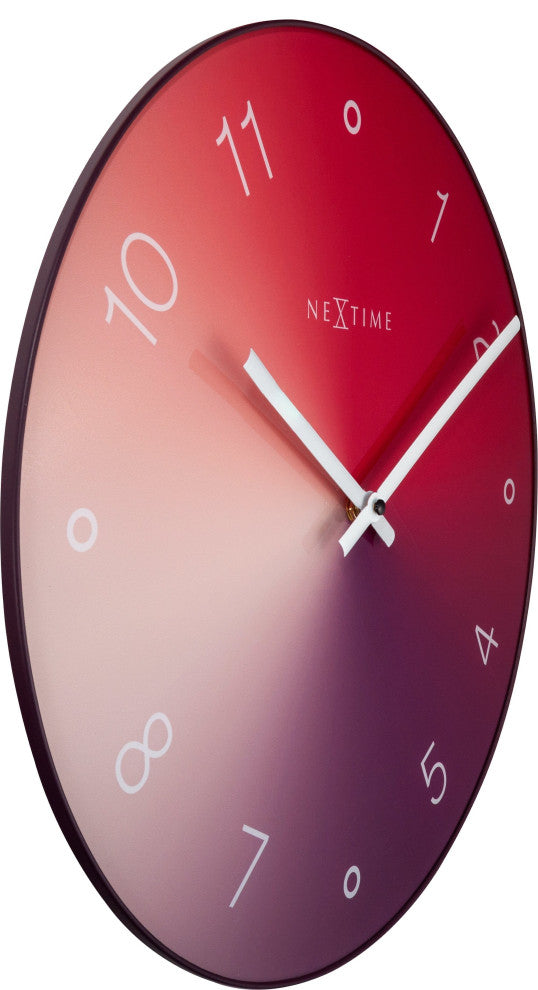 Red Gradient 15.75" Glass Wall Clock With Slim Metal Edge