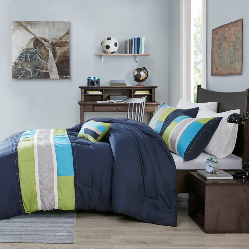 Mi Zone Pipeline Microfiber Printed Comforter Mini Set, Full/Queen