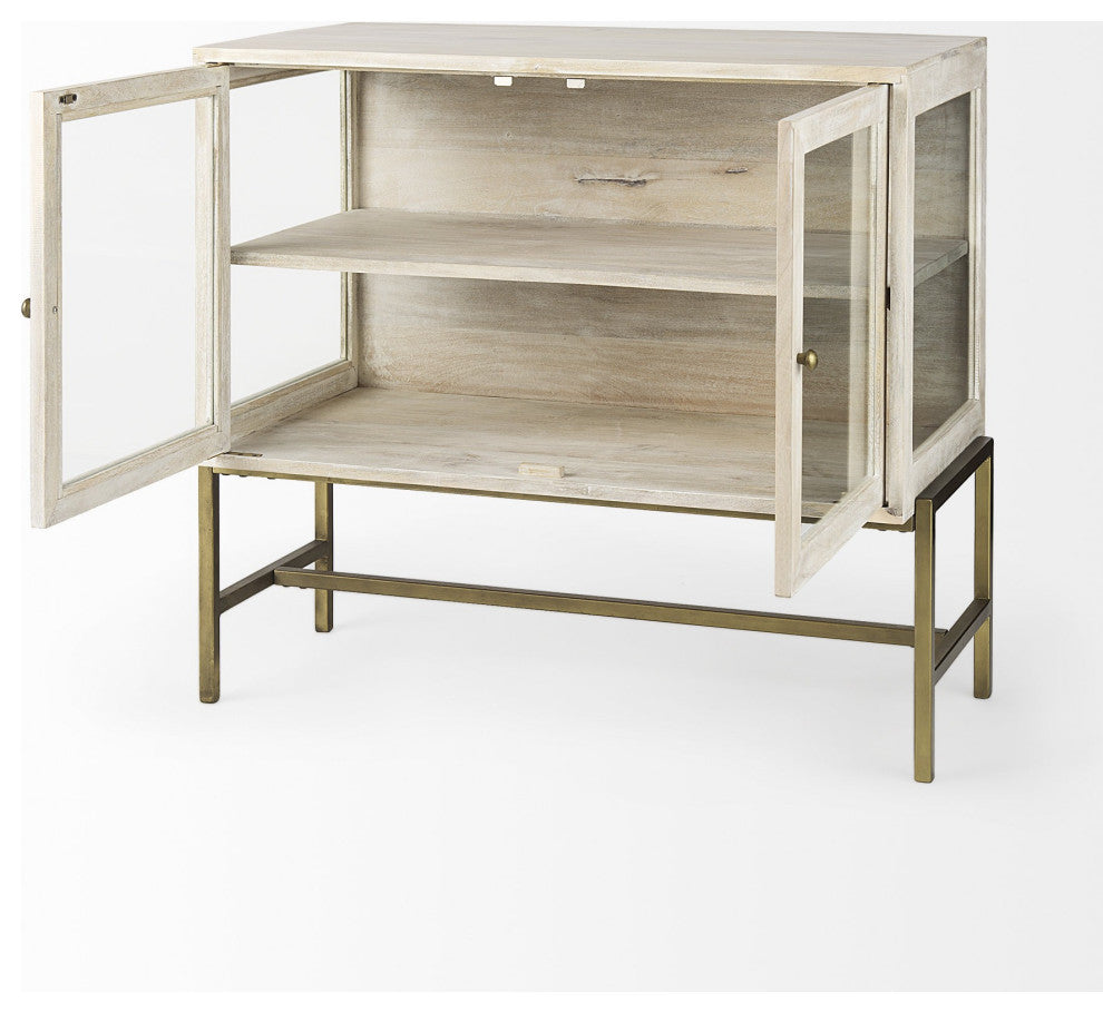 Rustic White Two Door Shadowbox Cabinet