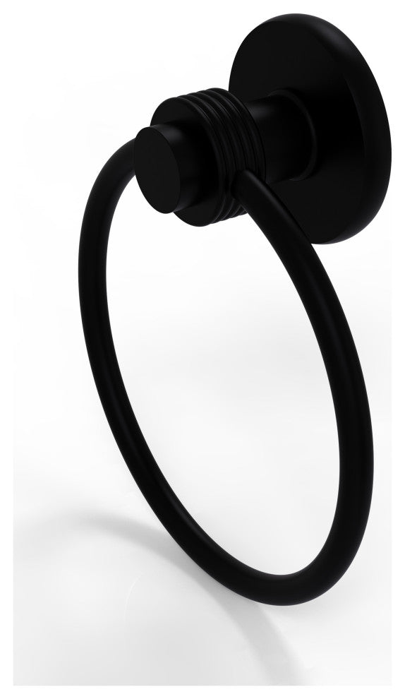 Mercury Towel Ring with Groovy Accent, Matte Black