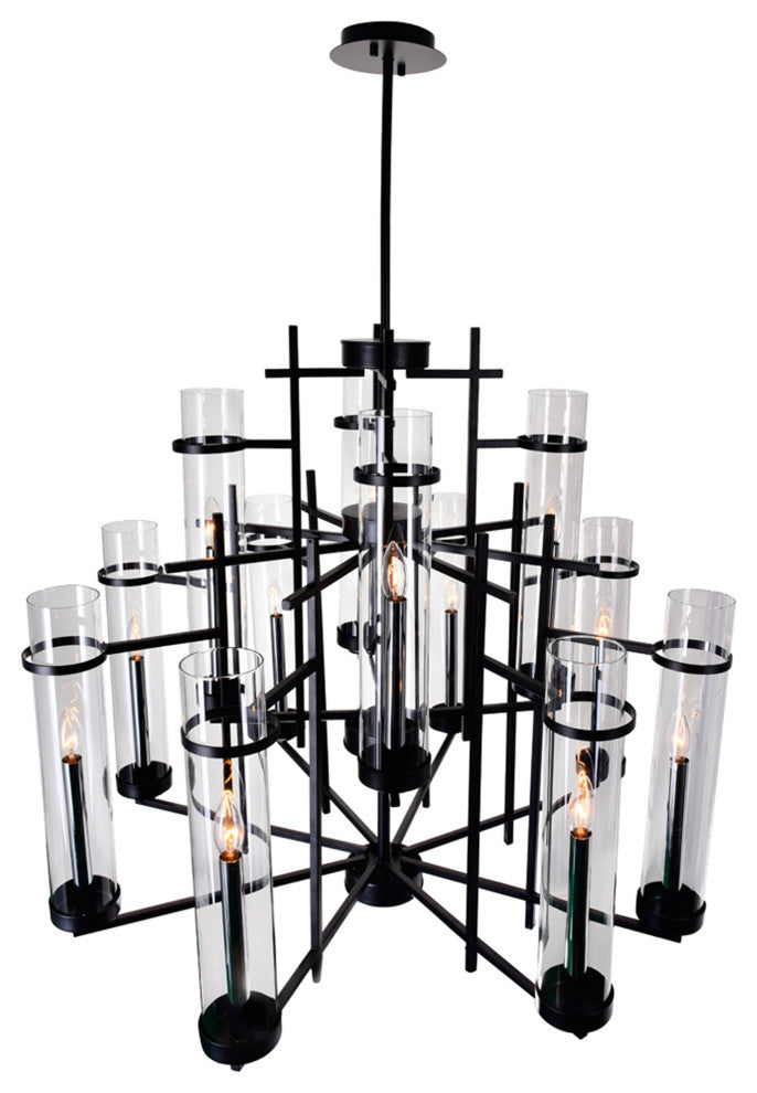 Sierra 12 Light Up Chandelier With Black Finish