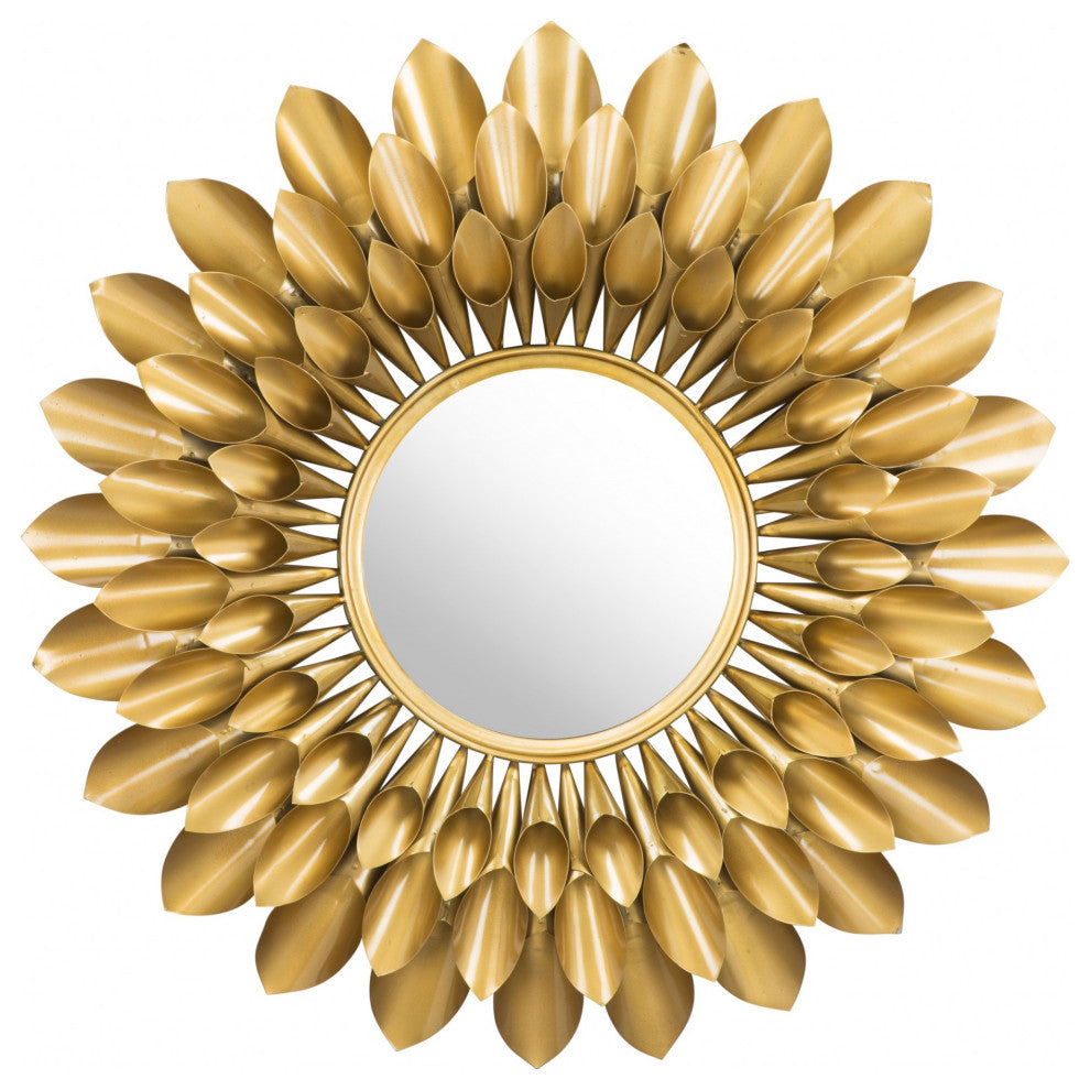Gold Sunflower Round Mirror