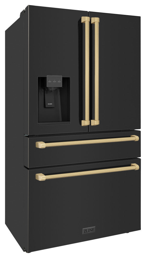 ZLINE 36" French Door Black Stainless Refrigerator With Water RFMZ-W-36-BS-CB