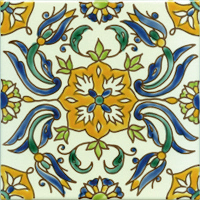 7.87"x7.87" Constantine Handpainted Ceramic Tile, Set Of 10