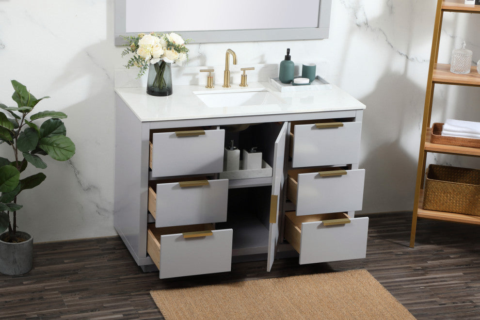 48" Single Bathroom Vanity, Gray, With Backsplash