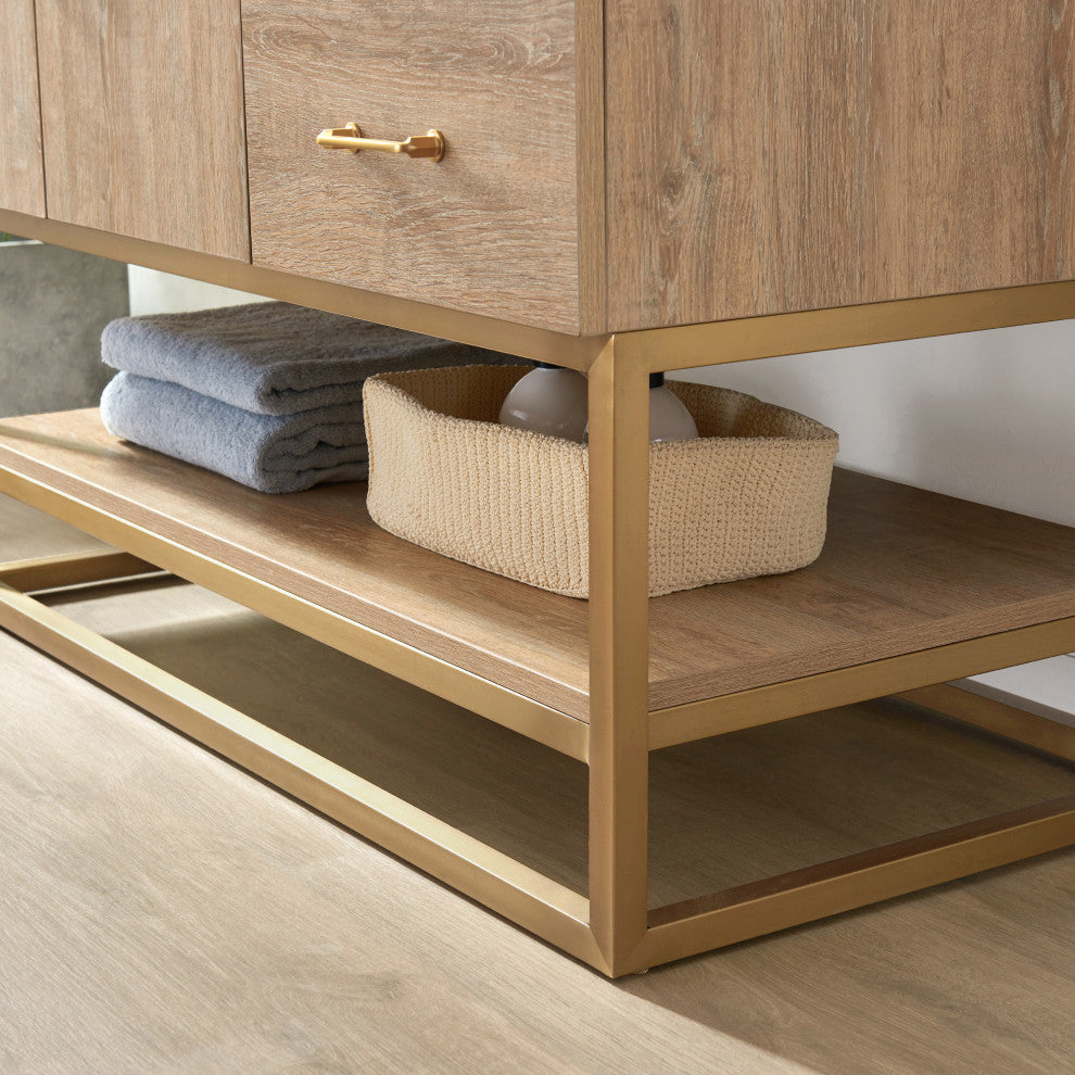 Alistair Vanity, North American Oak With Countertop, 42", With Mirror