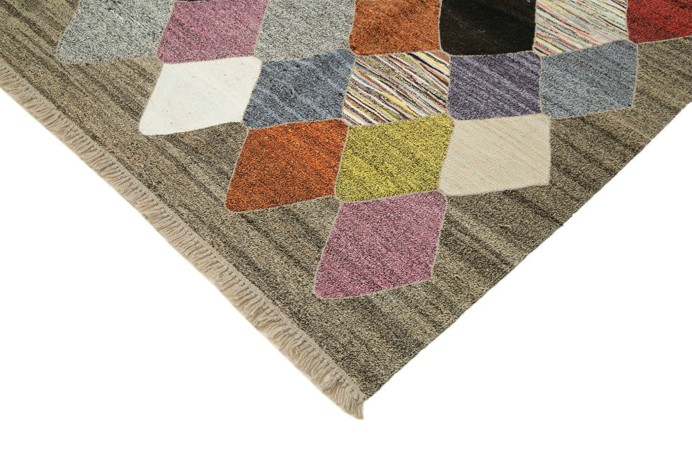 Rug N Carpet - Handmade Turkish 8' 6'' x 10' 0'' Modern Design Wool Kilim Rug