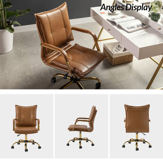 Modern Task Chair Office Swivel Chair with Tufed Back, Camel