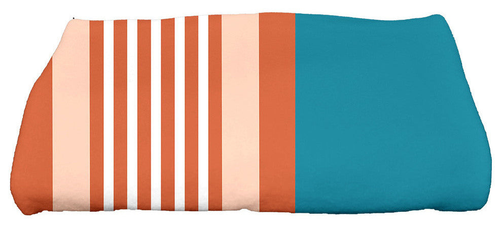 28 x 58-inch, Beach Shack, Stripe Print Bath Towel, Teal