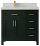 Cambridge 36 Left Offset Bath Vanity in Dark Forest Green 2" Carrara Quartz