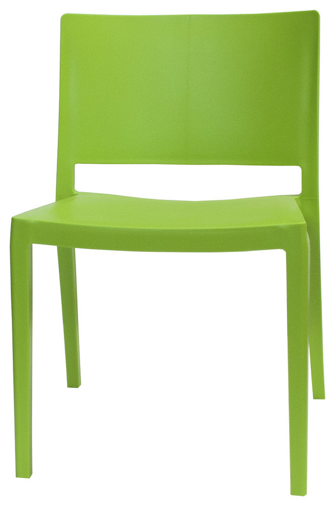 Mod Made Elio Modern Plastic Dining Side Chair, Set of 2, Green