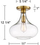 Mid Century Close to Ceiling Light Industrial Gold, Glass, Semi Flush Mount