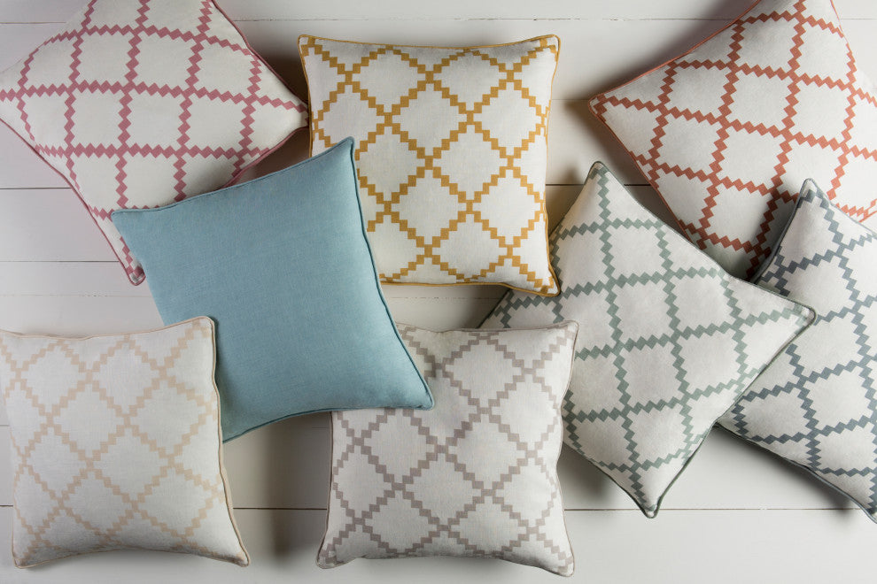 Surya Parsons PR-005 18"x18" Pillow Kit, White/Aqua