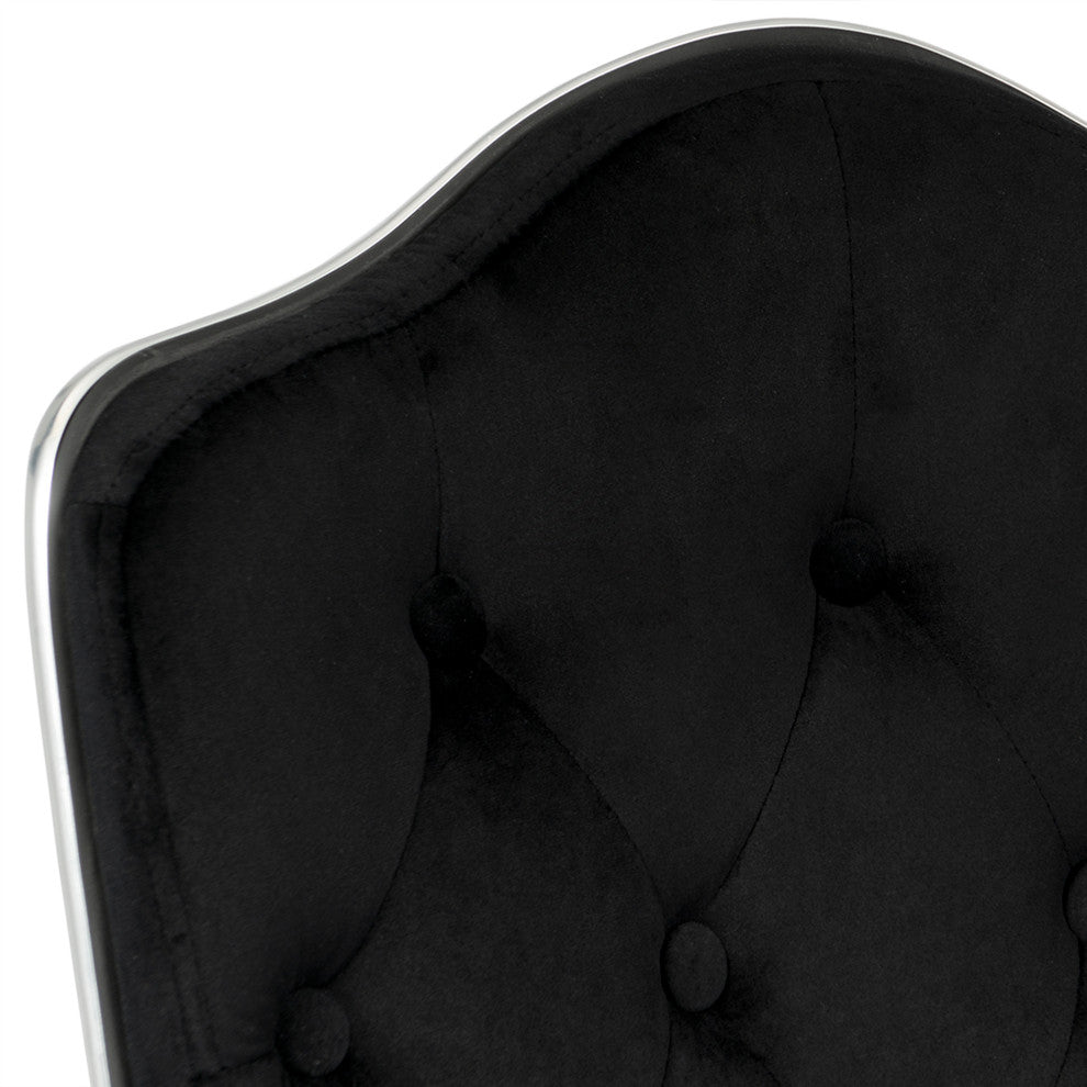 Royal Tufted Vanity Chair With 360 Degree, Black