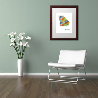 Marlene Watson 'Georgia State Map-1' Art, Wood Frame, 16"x20", White Matte