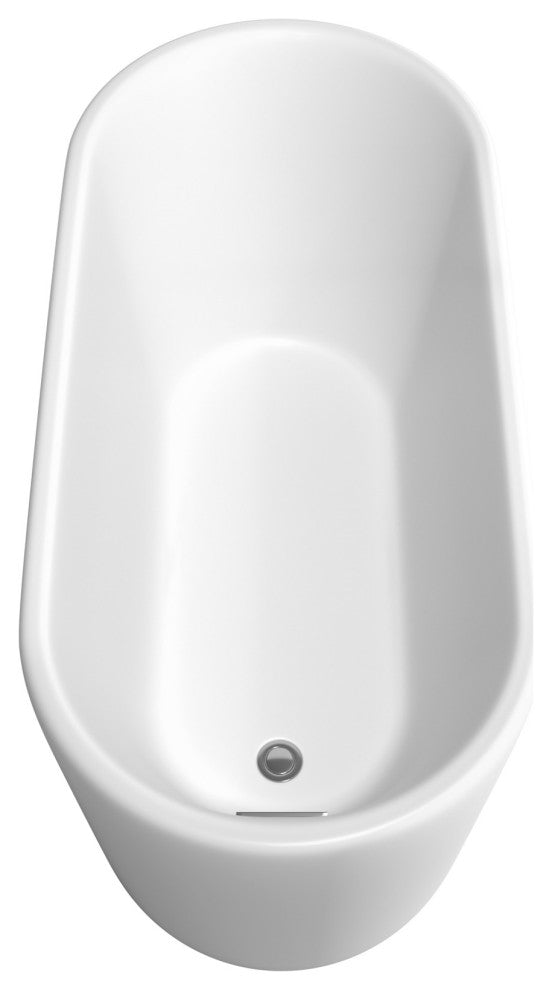 Ursula 59" Freestanding Matte White Tub, Polished Chrome Drain and Overflow Trim
