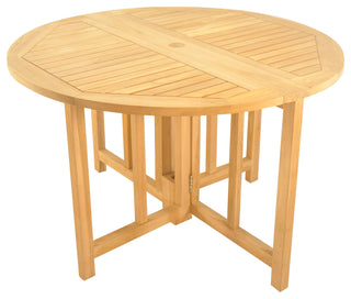 5-Piece Outdoor Teak Dining Set: 48" Butterfly Table, 4 Surf Folding Arm Chairs