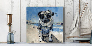 "Cool Pug" Painting Print on Wrapped Canvas, 48"x48"