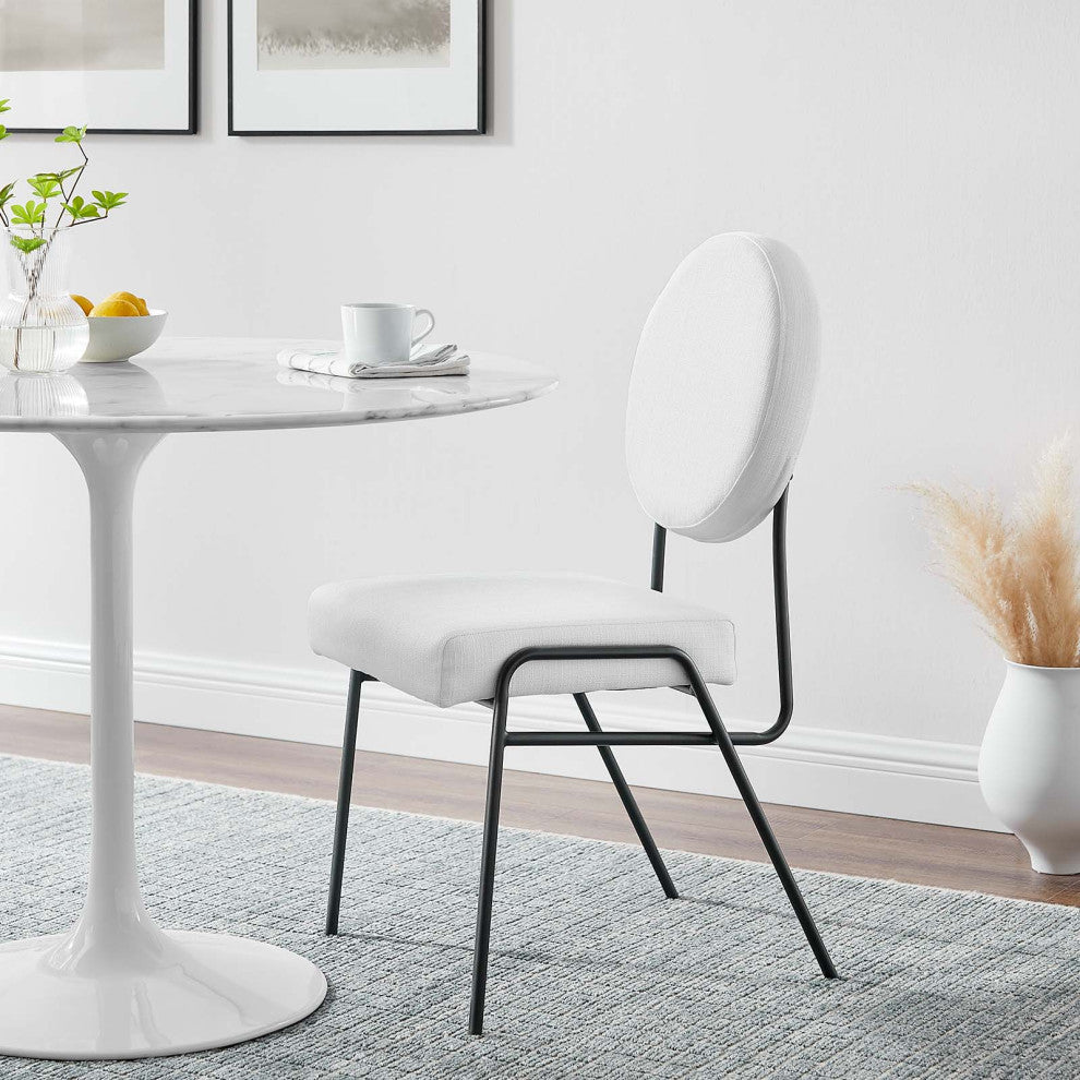 Craft Upholstered Fabric Dining Side Chairs, Set of 2, Black White