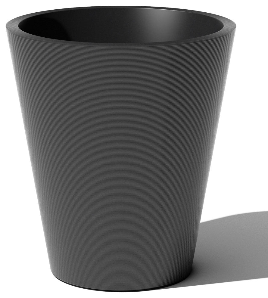 Pro Series Curve Grooved Planter, 30", Black