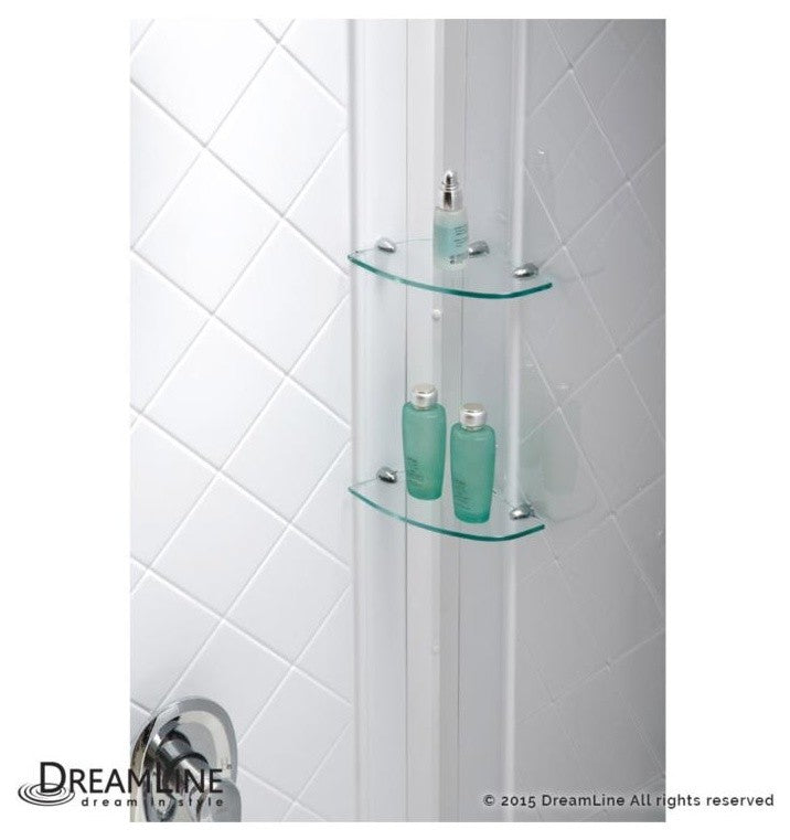 DreamLine Frameless Sliding Shower Enclosure, Base and QWALL-4 Backwall Kit
